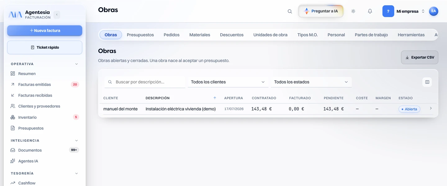 TuFacturaIA por dentro: obras, presupuestos, materiales y unidades de obra
